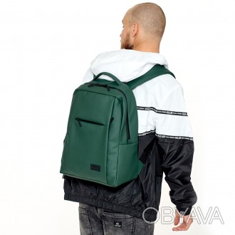  Рюкзак мужской городской кожаный Sambag Zard QQT зеленый с отделением под ноутб. . фото 1