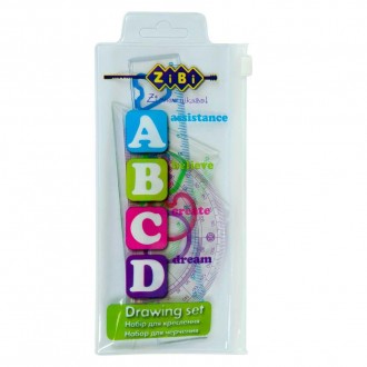Комплект "ABCD": Лінійка 15см, 2 косинця, транспортир, прозорий /200/ (ZB.5684). Дніпро. фото 1 Комплект "ABCD": Лінійка 15см, 2 косинця, транспортир, прозорий /200/ (ZB.5684). Дніпро. фото 1