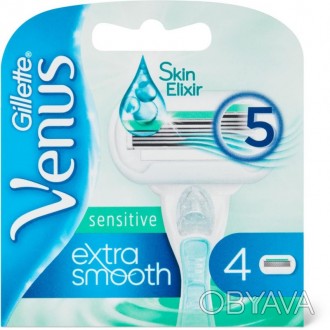 Женские сменные картриджи для бритья Gillette Venus Extra Smooth Sensitive 4 шт . . фото 1
