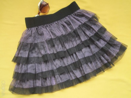 Новая  красивая  нарядная  юбка  на  7-9 лет.
Цвет - черный,сиреневый.
Пояс- ш. . фото 9