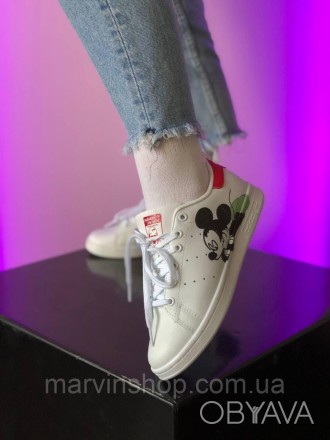 Кроссовки женские белые Adidas Stan Smith Mickey Mouse 
Шикарные белые женские к. . фото 1