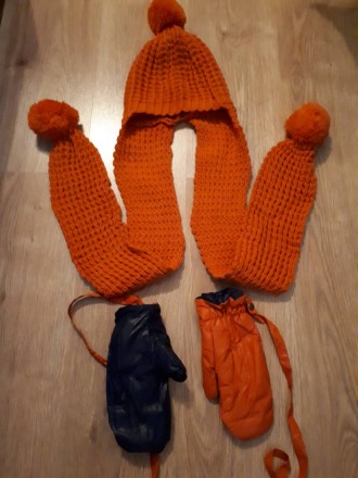 Нова шапка - шарф і рукавички двухсторонні. 
Рукавички зроблені тканини яка не . . фото 3