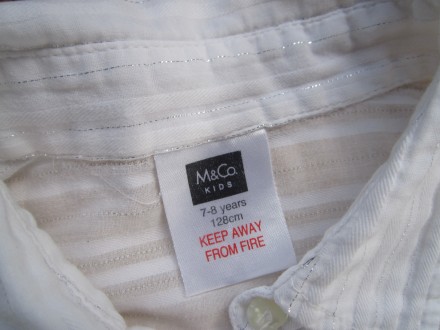 Белая с серебристой нитью блузка, рубашка в школу на 6-8 лет, M&Co Kids.
Ле. . фото 3