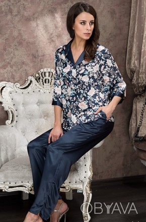 
Брючний комплект "Емілія" 5966 складається з блузи і довгих штанів. Блузка із з. . фото 1