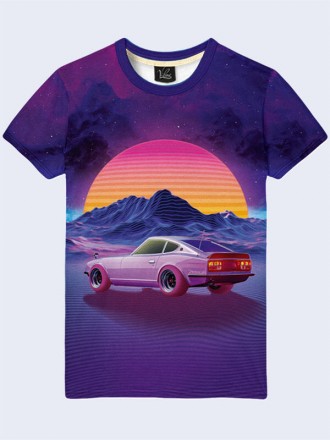 Красочная 3D-футболка Синтвейв авто с модным принтом. Материал: 100% полиэстер.. . фото 2
