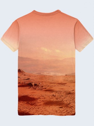 Стильная 3D-футболка Человек на Марсе с актуальным принтом. Материал: 100% полиэ. . фото 3