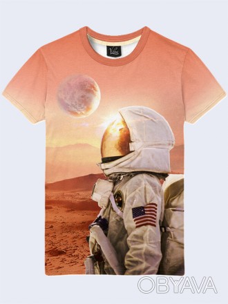 Стильная 3D-футболка Человек на Марсе с актуальным принтом. Материал: 100% полиэ. . фото 1