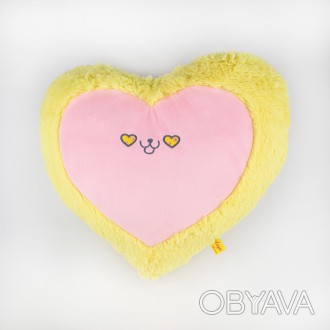 М'яка жовто-рожева подушка Серце кіт від українського виробника Kidsqo М&#39. . фото 1