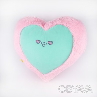 М'яка рожево-м'ятна подушка Серце кіт від українського виробника Kidsqo . . фото 1