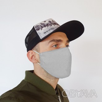 Багаторазова захисна маска на обличчя сіра (М2004) Відправка післяплатою від 3-х. . фото 1