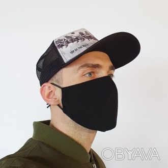 Багаторазова захисна маска на обличчя чорна (М2002) Відправка післяплатою від 3-. . фото 1
