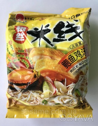 Рисова Локшина Hezhong Rice Noodle Flavor зі смаком курки і молюсків Абалон 105г. . фото 1