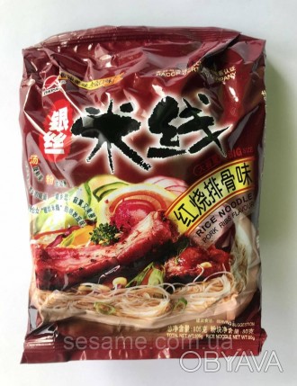 Рисова локшина Hezhong Rice Noodle Flavor зі смаком смажених реберець 105 г (54). . фото 1