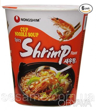 Суп с лапшой Nongshim с острым вкусом креветок — это простая, но вкусная закуска. . фото 1