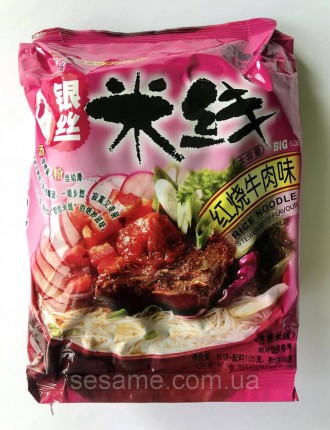 Рисова локшина Hezhong Rice Noodle Flavor зі смаком тушкованої яловичини 105 г (54). Харків. фото 1
