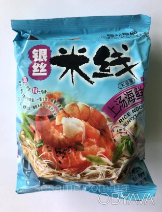 Рисова Локшина Hezhong Rice Noodle Saefood Flavor зі смаком морепродуктів 105 г . . фото 1