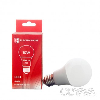 LED лампа A60 E27 10 Вт 4100К EH-LMP-10A60 от торговой марки ElectroHouse предст. . фото 1