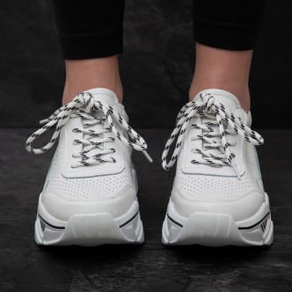 Женские кроссовки белые Yam 2982 Кроссовки женские выполнены из натуральной кожи. . фото 3