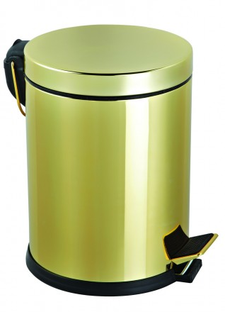 Комплект: ведро для мусора с педалью 5л + ершик для унитаза, цвет золото. Харьков. фото 1