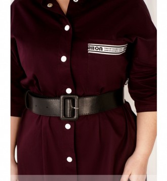 Стильное платье батал в стиле рубашки: отложной воротничок, ряд кнопок спереди н. . фото 4