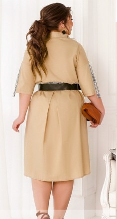 Стильное платье батал в стиле рубашки: отложной воротничок, ряд кнопок спереди н. . фото 5