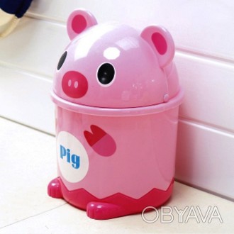 Ведро для мусора детское со съемной крышкой MVM 1,2 л розовое - свинка.
Ведро в . . фото 1