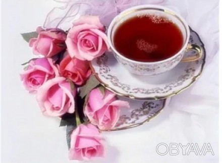 Алмазна вишивка, розмір 20х30 см, чашка чаю і трояндочки
Повна викладка, стрази . . фото 1