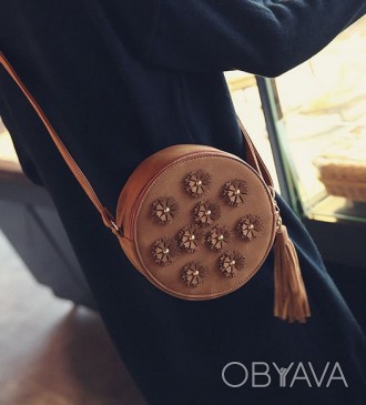 
Женская круглая сумочка с цветами
 Характеристики:
Материал: качественная ПУ ко. . фото 1