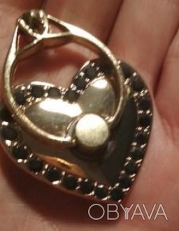 Держатель кольцо со стразами, подставка для телефона, сердечко 
В разновидностях. . фото 1