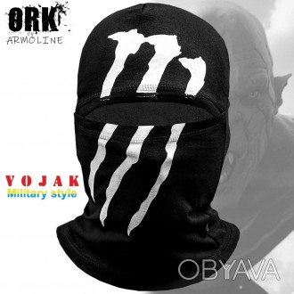 Чёрная маска - балаклава "ORK" с принтом.
Ткань - Натуральная, футболочная, прия. . фото 1