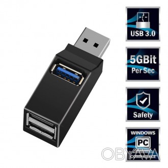 Концентратор хаб USB 3.0 Kebidu H3.0-3, USB порт репликатор на 3 выхода портатив. . фото 1