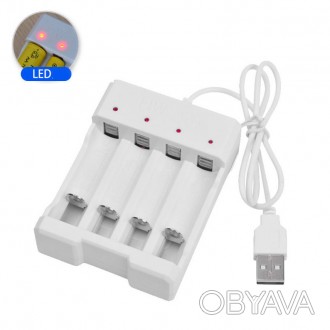 Зарядное устройство USB KKMOON CH4M для NiMh NiCd аккумуляторов АА, ААА, ток 150. . фото 1