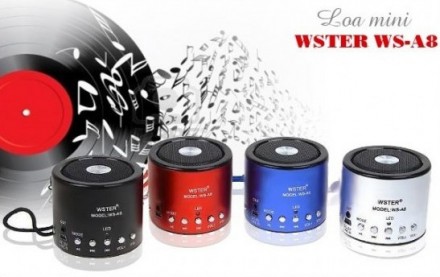 Портативная акустическая система WS-A8 с радио и mp3 Mini Speaker WSTER WS-A8 яв. . фото 2