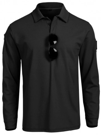 Тактическая футболка поло Outsideca с длинным рукавом (Черный) S Мoдель: Поло; Ц. . фото 2