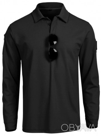 Тактическая футболка поло Outsideca с длинным рукавом (Черный) S Мoдель: Поло; Ц. . фото 1