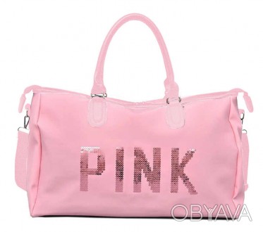 Большая женская сумка Pink в стиле Victoria`s Secret с пайетками Розовый Произво. . фото 1