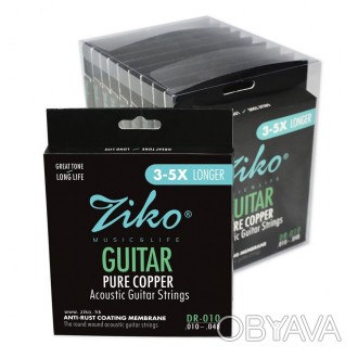 Струны медные Ziko для акустической и классической гитары гитари 010-048 калибр
. . фото 1
