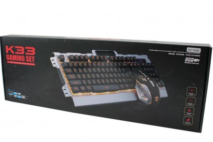 Игровая проводная мышь и клавиатура с подсветкой K33. Игровая клавиатура с мульт. . фото 4