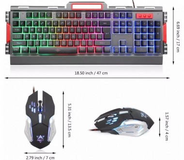 Игровая проводная мышь и клавиатура с подсветкой K33. Игровая клавиатура с мульт. . фото 7