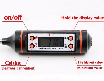 Градусник термометр пищевой до 300°С jr-1
Электронный термометр для пищи предназ. . фото 5