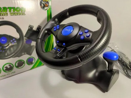 
Игровой Руль Vibration Steering Wheel, педалями газа и тормоза , и установочным. . фото 5