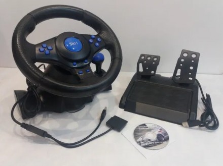 
Игровой Руль Vibration Steering Wheel, педалями газа и тормоза , и установочным. . фото 2