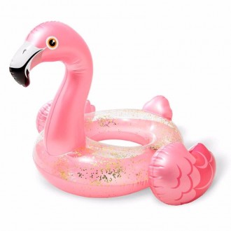 Надувной круг для плавания с головой и крылышками очаровательного фламинго - нас. . фото 2