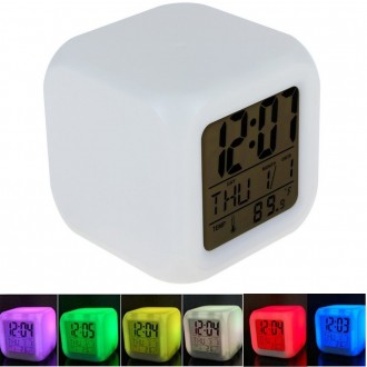 Цифровые светодиодные часы с ЖК-дисплеем и будильником, с изменяющимися цветами,. . фото 4