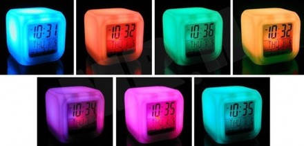 Цифровые светодиодные часы с ЖК-дисплеем и будильником, с изменяющимися цветами,. . фото 3