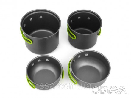 
Компактный походный набор посуды, состоящий из четырех посудин - двух больших к. . фото 1