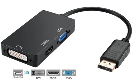Особенности:
Переходник Display Port — HDMI/DVI/VGA является незаменимым компань. . фото 2