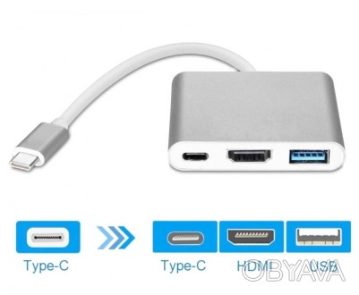  Адаптер USB Type-C — HDMI / USB 3.0 / USB Type-C предназначен для современных н. . фото 1