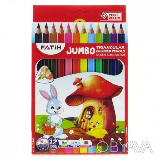 Набор разноцветных карандашей "Jumbo". 12 штук в наборе . Выполнено из качествен. . фото 1
