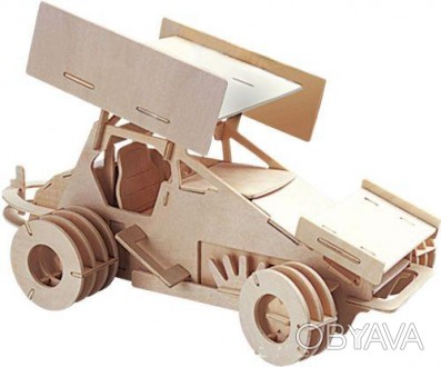 Сборная деревянная модель "Гоночная машина".Детали машинки соединяются без помощ. . фото 1